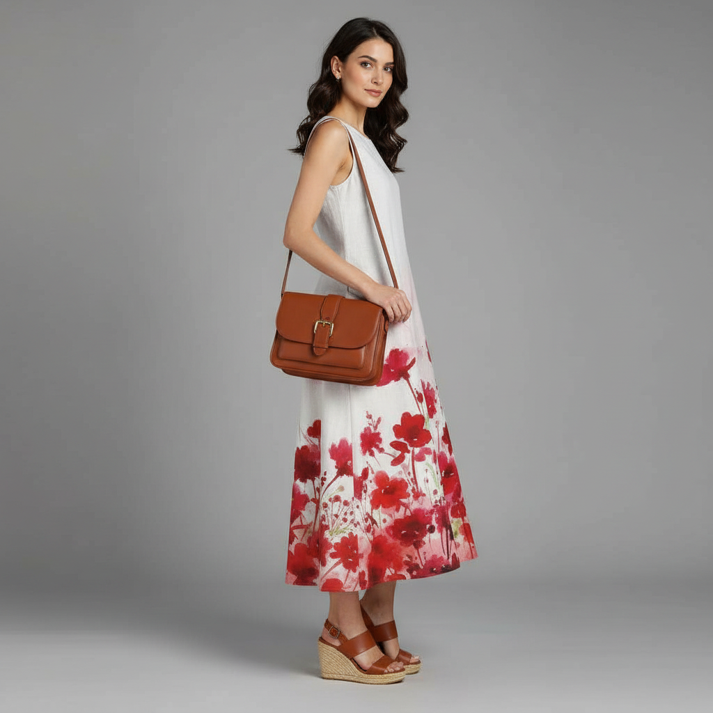 Floral A-Line Midi Dress | Women's Summer Dresses