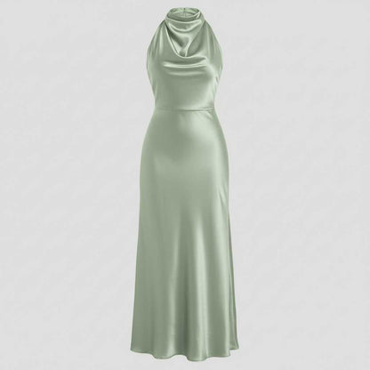 Halter Evening Dress | Formal Wedding Guest Midi Gown