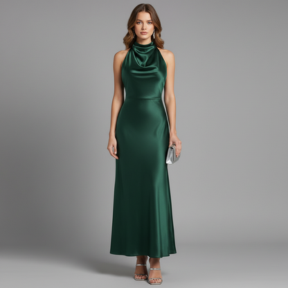 Halter Evening Dress | Formal Wedding Guest Midi Gown