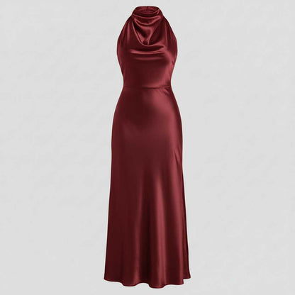 Halter Evening Dress | Formal Wedding Guest Midi Gown