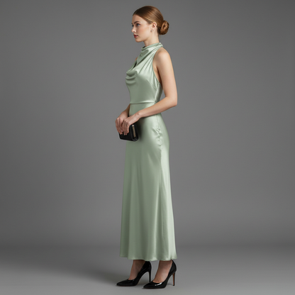 Halter Evening Dress | Formal Wedding Guest Midi Gown