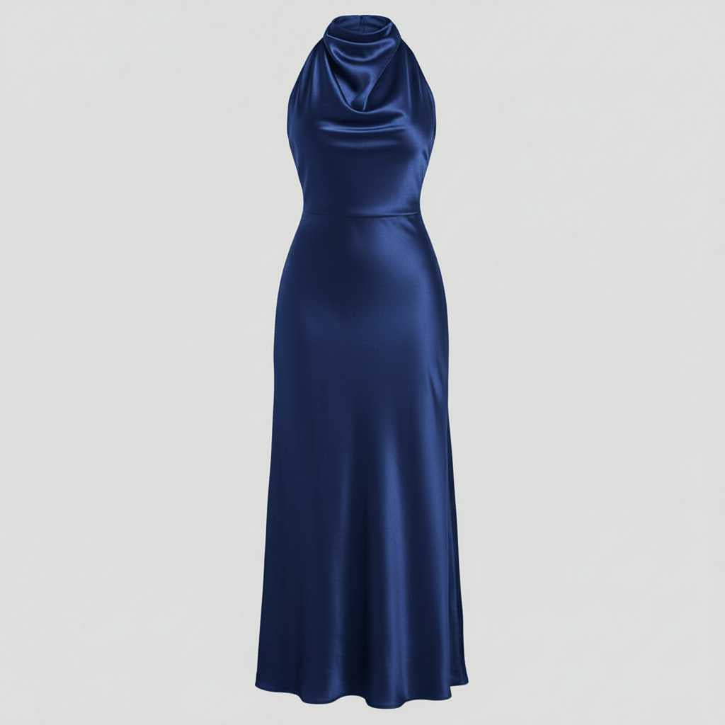 Halter Evening Dress | Formal Wedding Guest Midi Gown