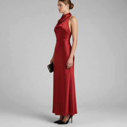 Halter Evening Dress | Formal Wedding Guest Midi Gown