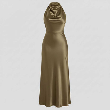 Halter Evening Dress | Formal Wedding Guest Midi Gown