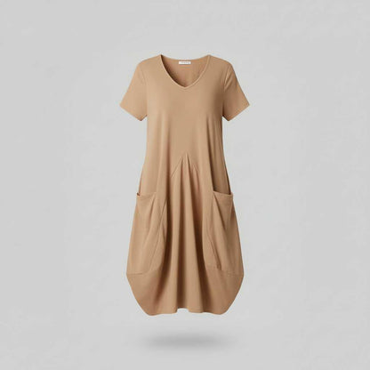 Summer Midi Dress | Loose Fitting Crew Neck for Women