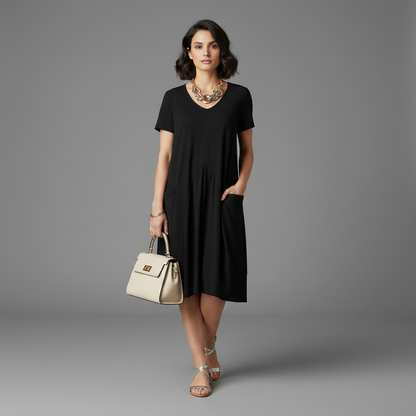 Summer Midi Dress | Loose Fitting Crew Neck for Women