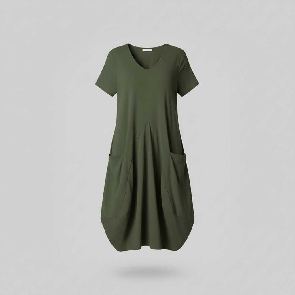 Summer Midi Dress | Loose Fitting Crew Neck for Women
