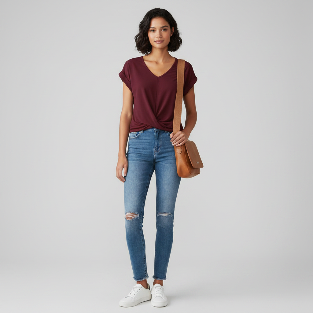 V-Neck Twist Top | Women's Blouse for Casual Summer Wear