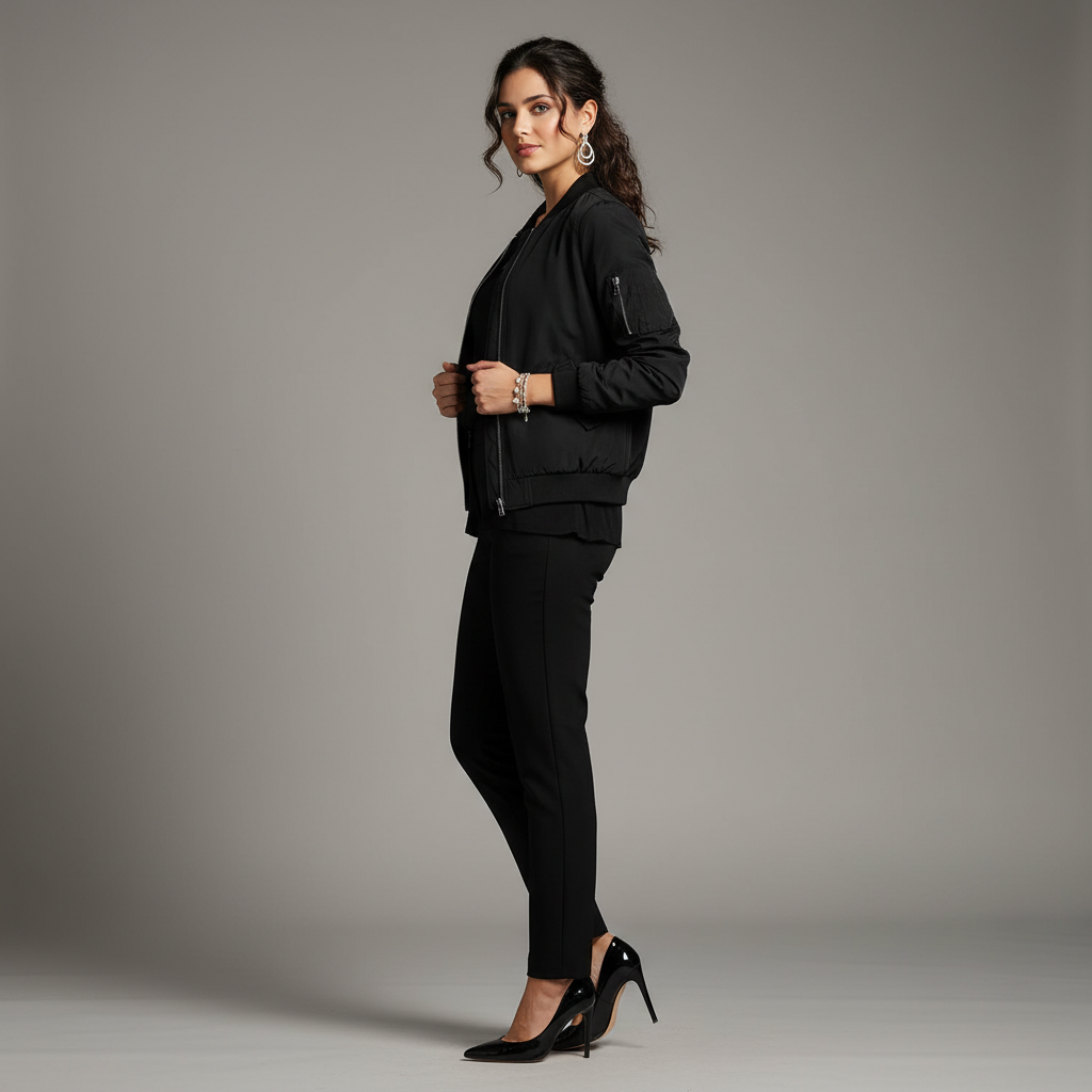 Women's Short Bomber Jacket | Slim Fit Stylish Zipper Design