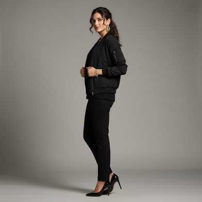 Women's Short Bomber Jacket | Slim Fit Stylish Zipper Design