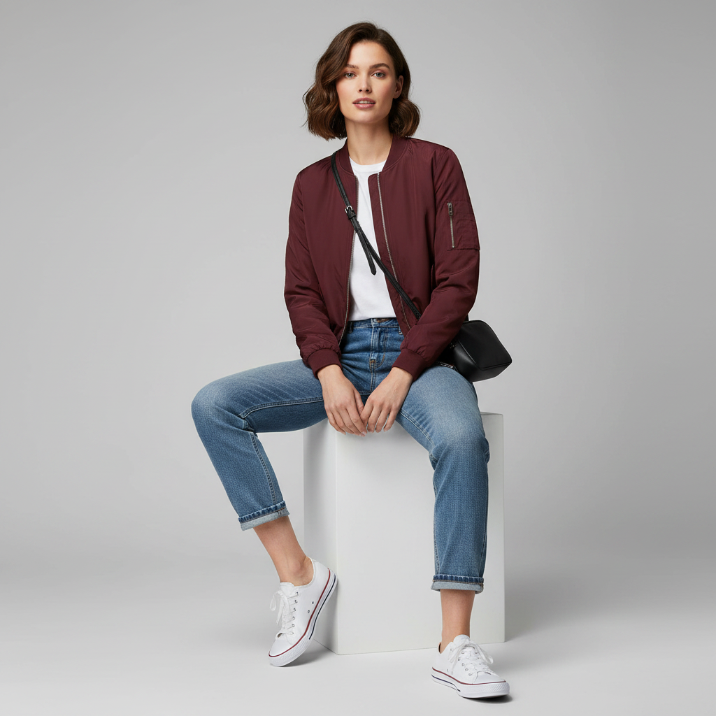Women's Short Bomber Jacket | Slim Fit Stylish Zipper Design