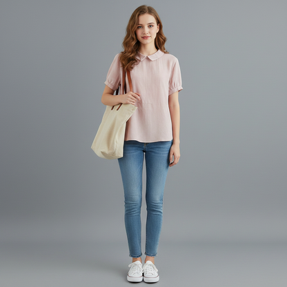 Women's White Blouse | Casual Collared Top for Effortless Style